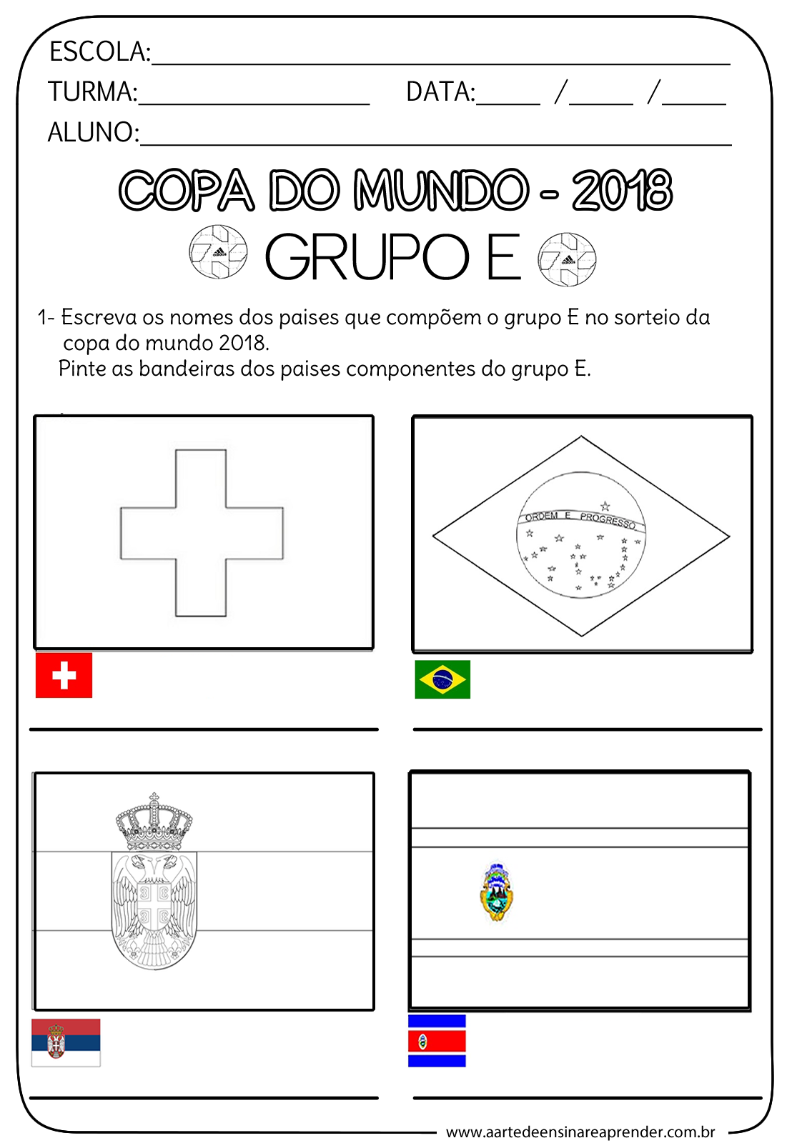 Atividade Copa Do Mundo 2022 Educação Infantil Atividade Pronta com Temática Copa do Mundo - Grupo E | A Arte de