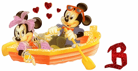 Alfabeto brillante de Mickey y Minnie paseando en lancha B. 