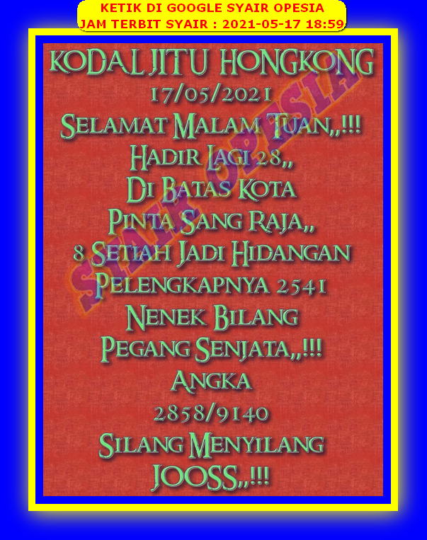 1 New Message Kode Syair Hongkong 17 Mei 2021 Forum Syair Togel Hongkong Singapura Sydney