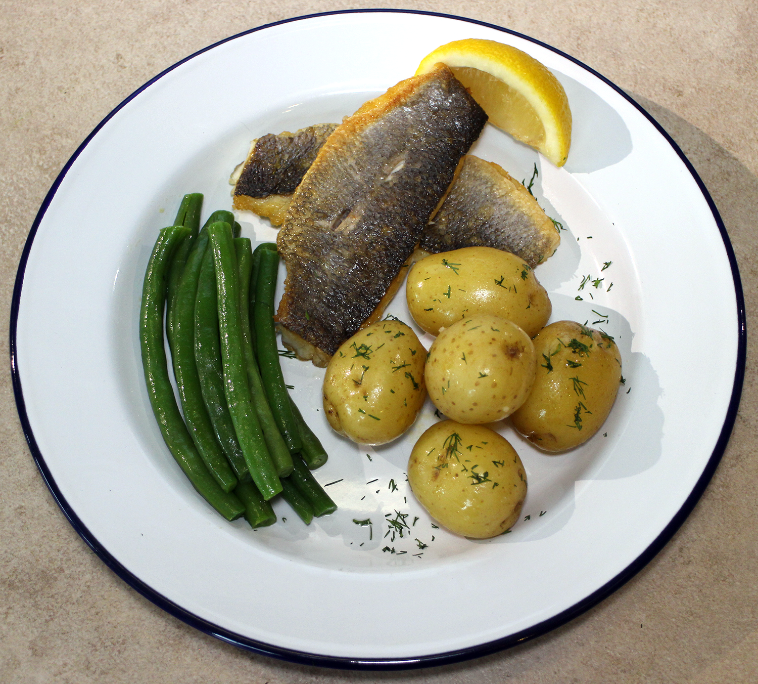 In My Caravan Kitchen Simple Pan Fried Sea Bass with French Beans and