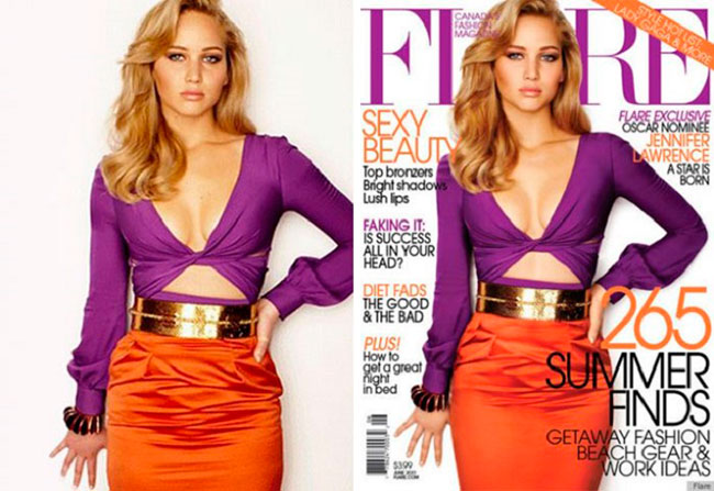 Jennifer Lawrence Fiore Magazine Before and After
