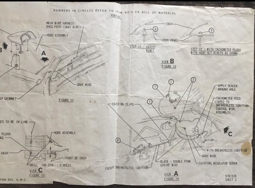 1967 Pontiac Gto Hood Tach Diagram And Positioning