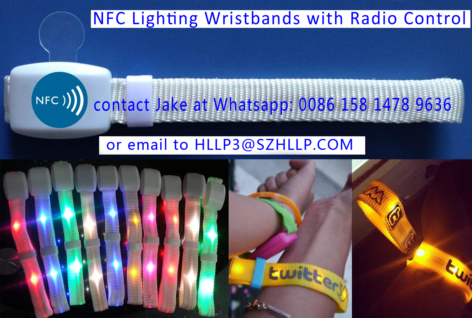 Mifare Bracelets NFC LED Wristbands NFC Lighting Wristbands with Radio