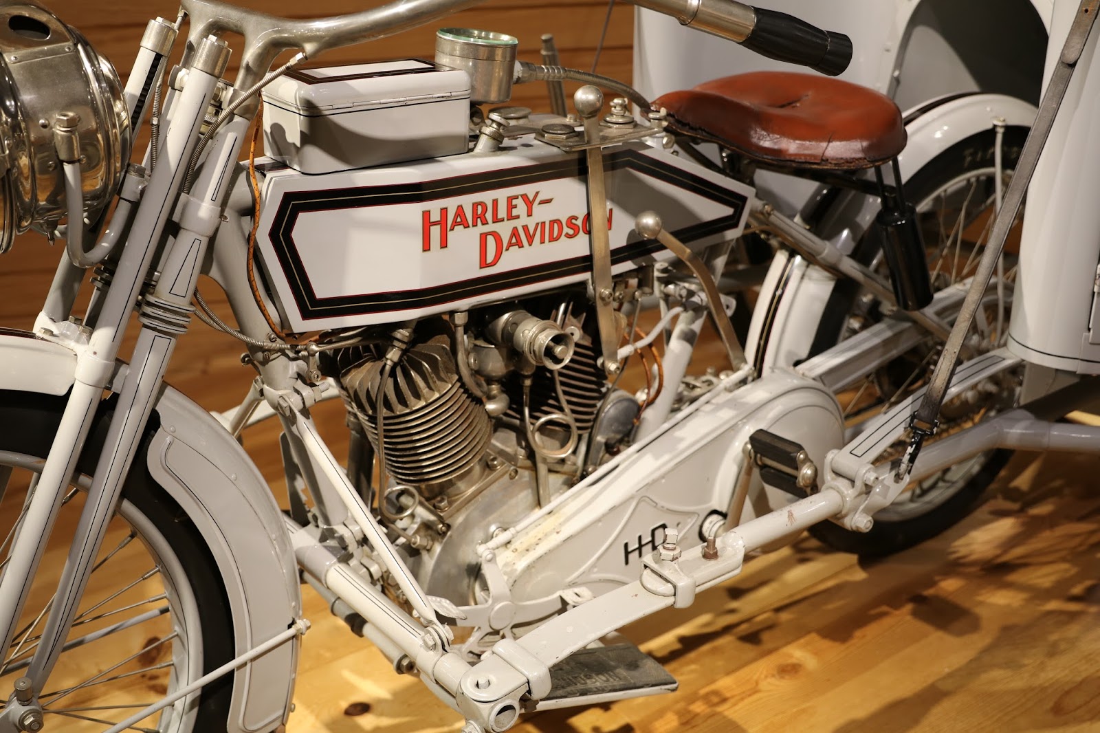 OldMotoDude 1915 HarleyDavidson with attachment at the Barber