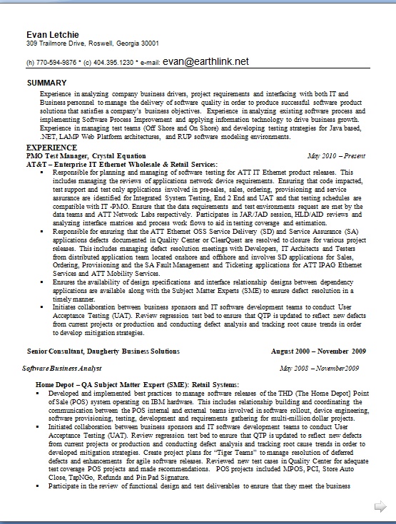 PMO Test Manager Sample Resume Format in Word Free Download