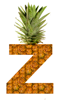 Abecedario hecho con Piel de Piña. Pineapple Alphabet.