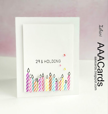 AAA Cards, Birthday card, simon says stamps, Mint Owl studio, Quillish, candles card, CAS card, clean and simple card, cards by Ishani