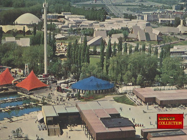 Carte postale de l'expo avec vue du chapiteau du cirque Knie 