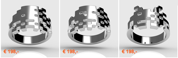 Silver Space Invaders Rings