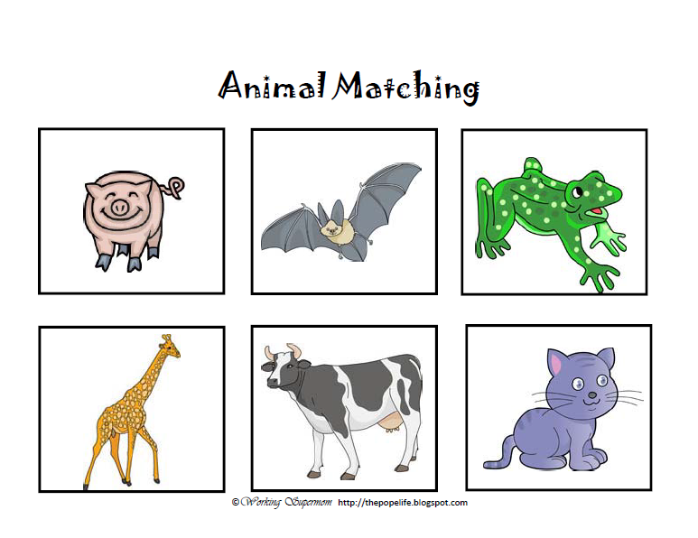 Working Supermom: Toddler Learning Binder: Animal Matching