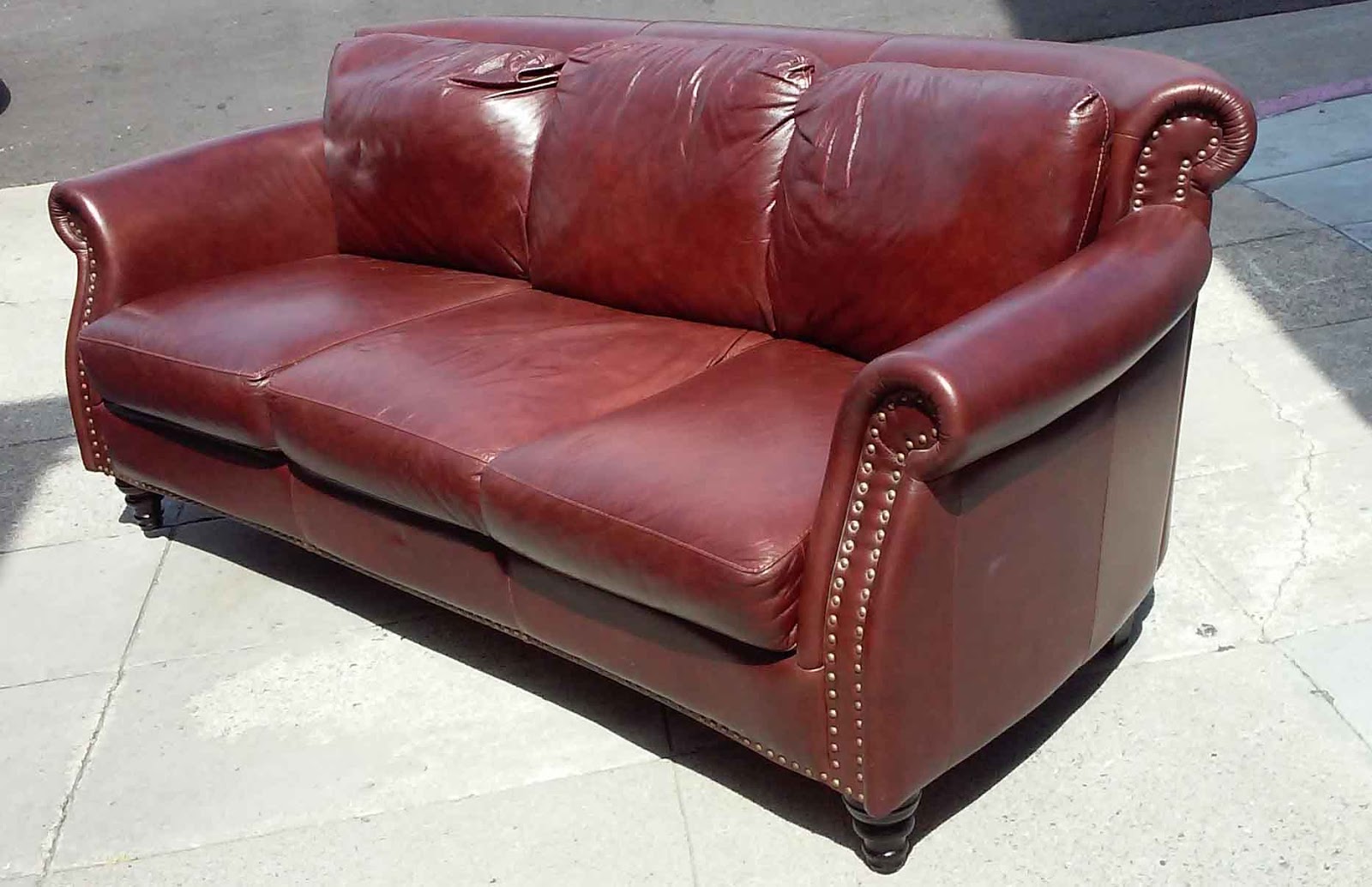 antique black leather sofa