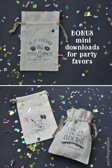 free downloads for tote bags and favors | celebrate with Creative Bag