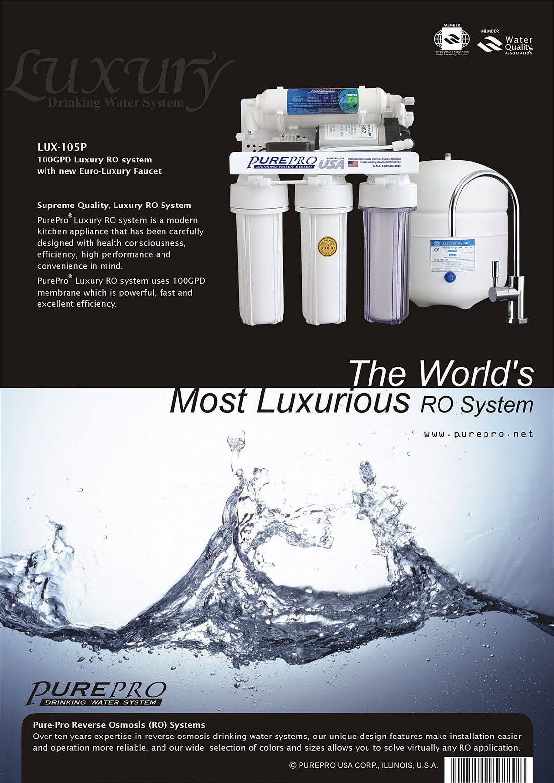 PurePro® LUX-105P Reverse Osmosis Water Filtration System