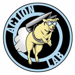 Logo for Action Lab Entertainment, with the bad pun clearly visible. Courtesy of Action Lab Entertainment. 
