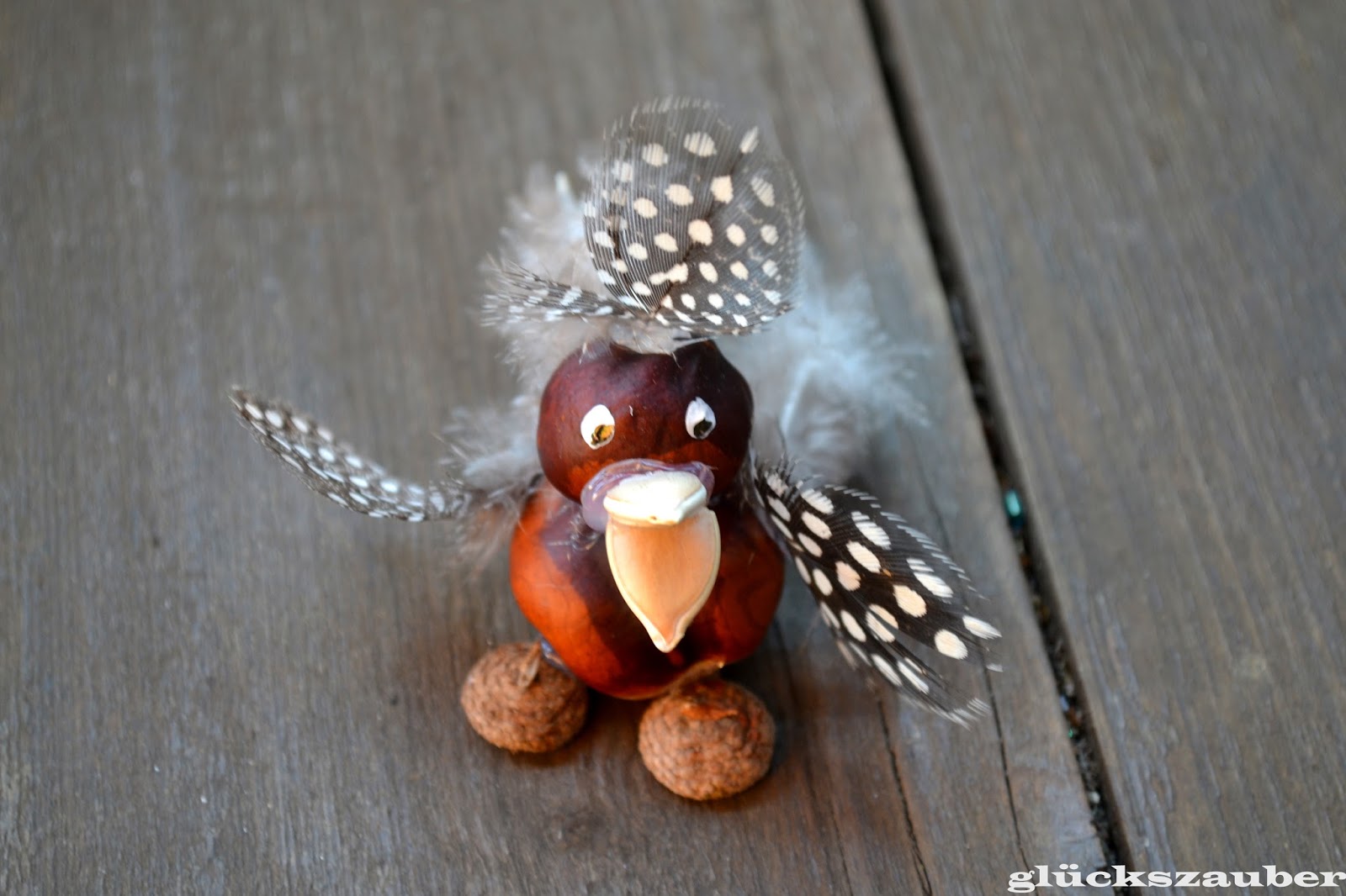 glückszauber : Basteln mit Kindern: Herbstliche Tierfiguren aus