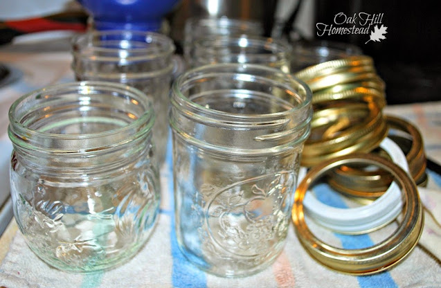 Empty half-pint canning jars