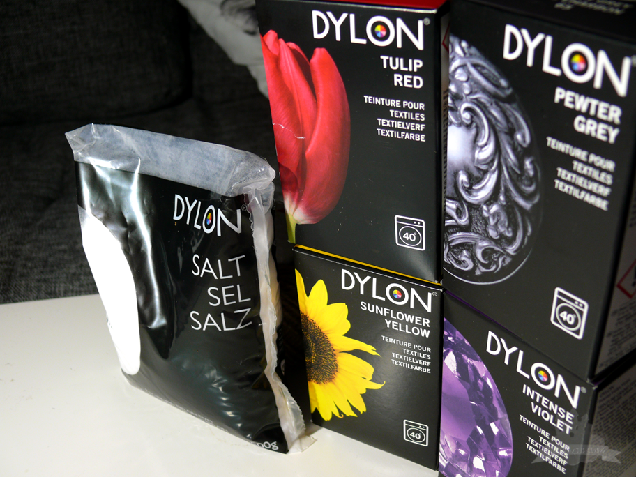 Dylon Textilfarbe Tulip Red, Intense Violet, Pewter Grey, Sunflower Yellow