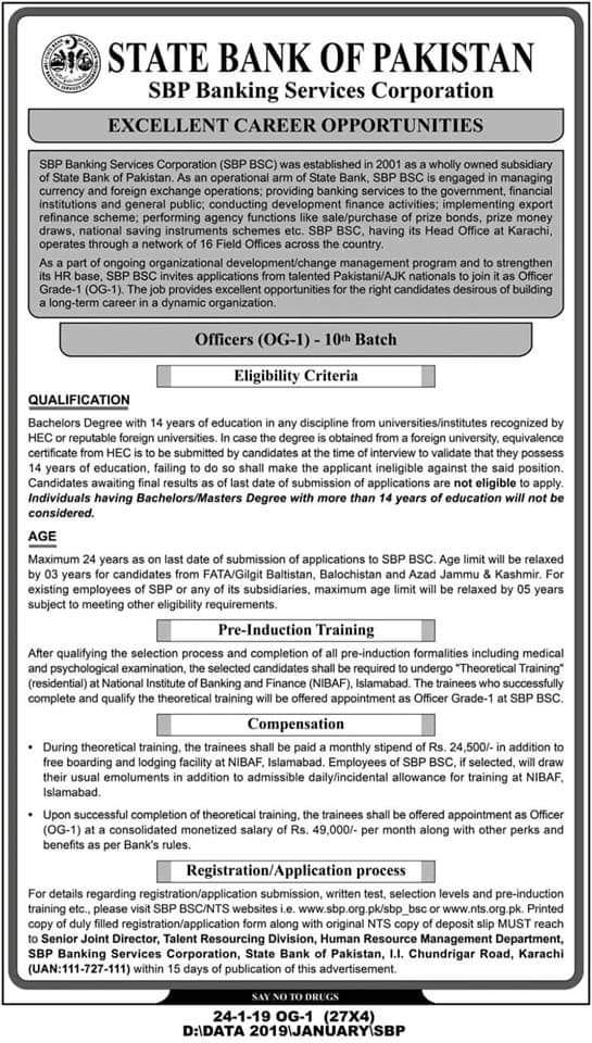 State bank of pakistan jobs