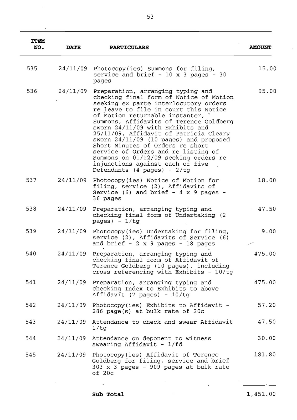 Filed Application for Assessment of Solicitor/Client Costs