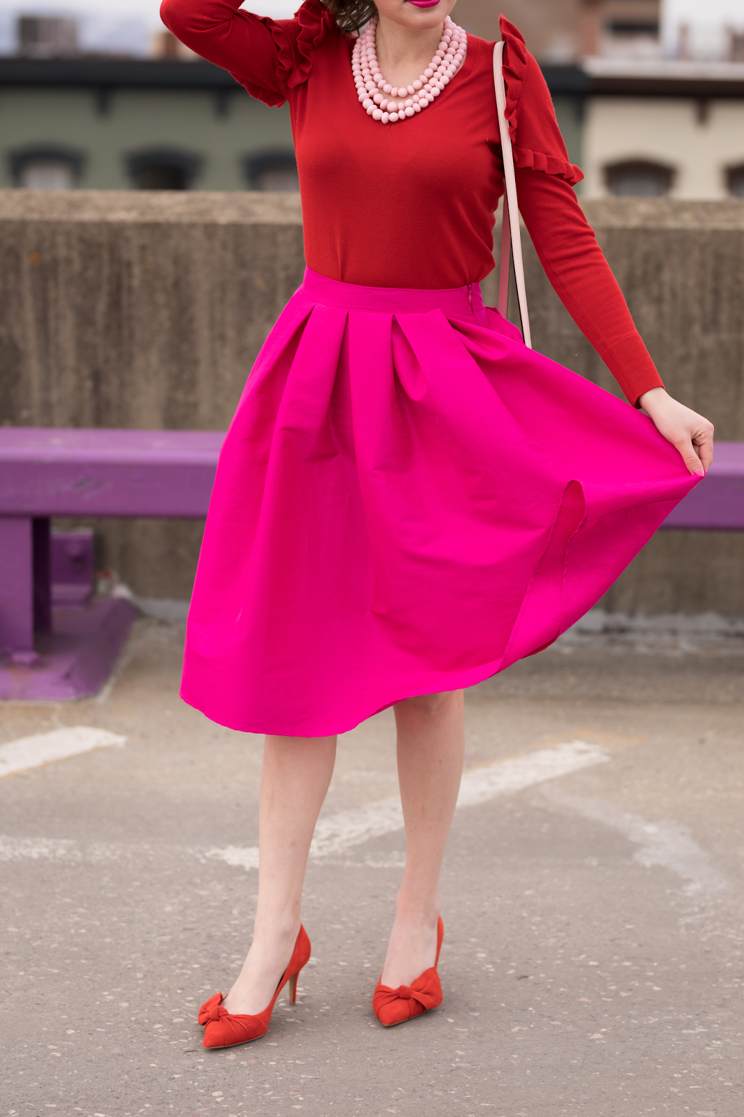 Styling a hot pink skirt