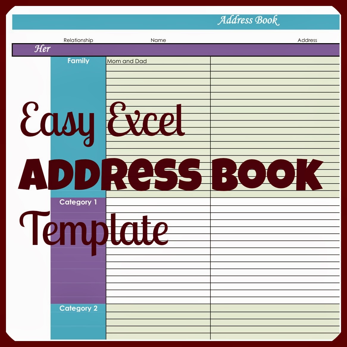 Laura s Plans Easy Excel Address Book Template