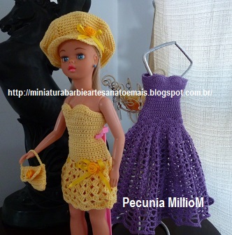 Vestido Longo, Bolsa e Luvas de Crochê Para Bonecas Barbie e Susi Por  Pecunia Milliom 