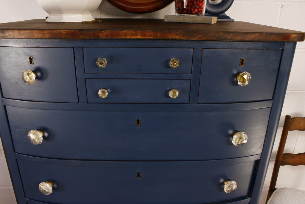 Roots and Wings Furniture Blog No. 105 Antique Navy Blue Chest of Drawers