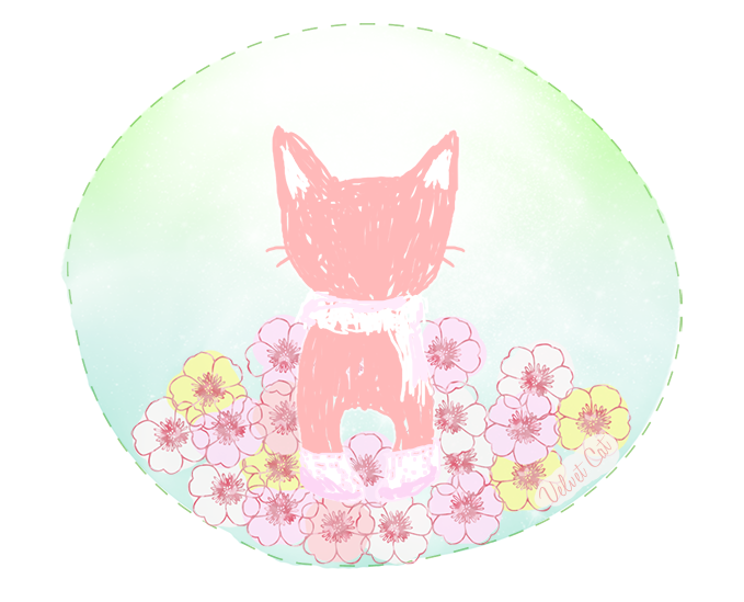 ilustración gato primavera