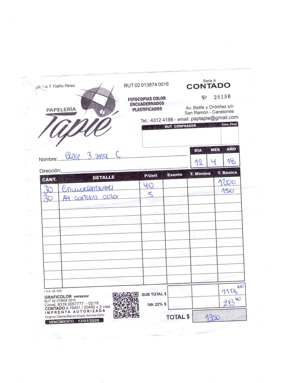 e cuaderno viajero recibos de compra