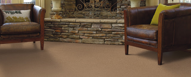 This darker brown carpet acts as a warm neutral - comforting and flexible.