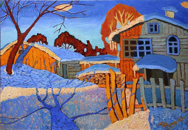 зима в живописи В. Фомюк