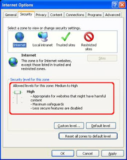 Gambar 5.19: Internet Explorer’s security settings.