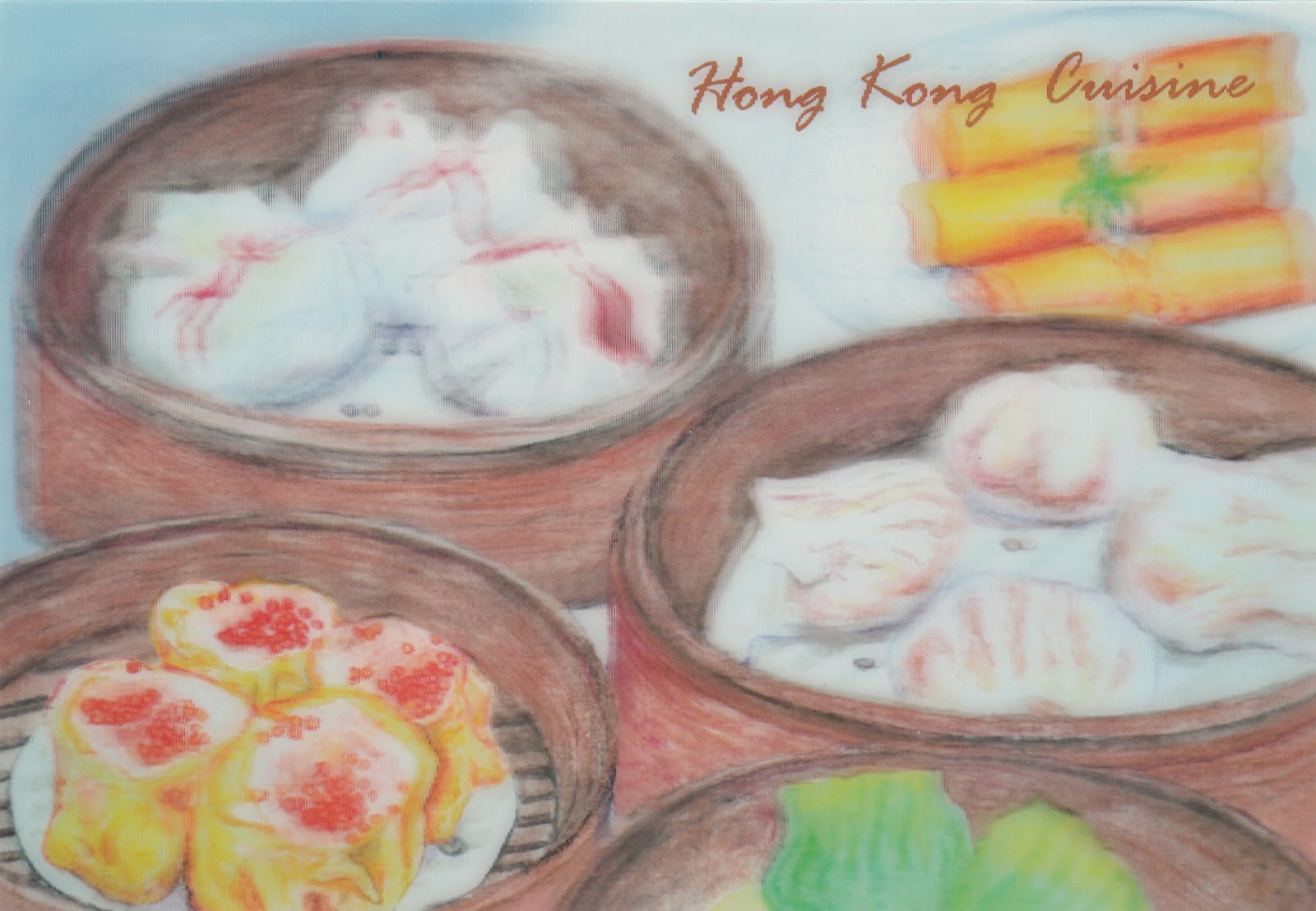 立體香港小食明信片