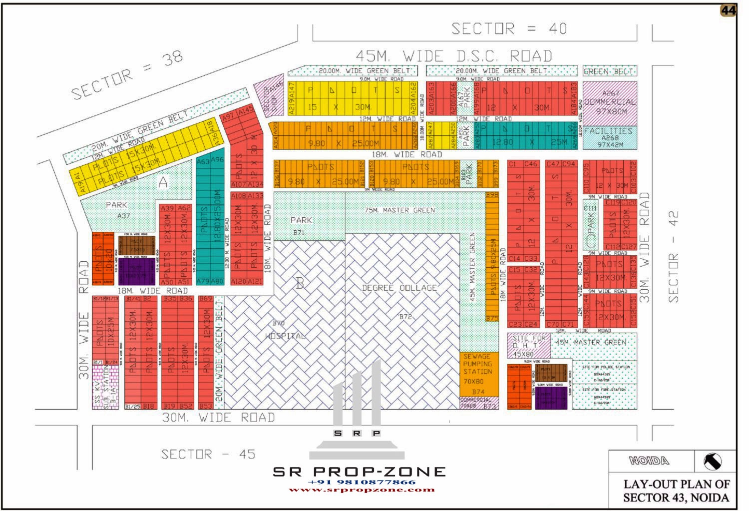Layout Plan of Noida Sector43 HD Map Sikandrabad Industry
