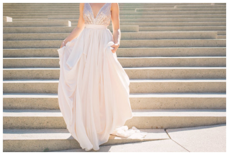A Dreamy Affordable  Blush  Wedding  Gown 