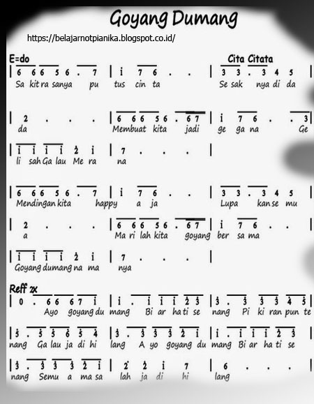 Not Angka Lagu Goyang Dumang Cita Citata Not Pianika Lagu Not Angka Lagu Goyang Dumang Cita Citata Not Pianika Lagu