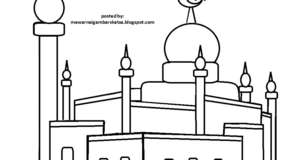 Menggambar masjid untuk anak sd