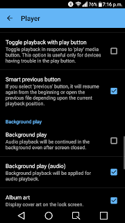Background playback turned on in MX Player settings