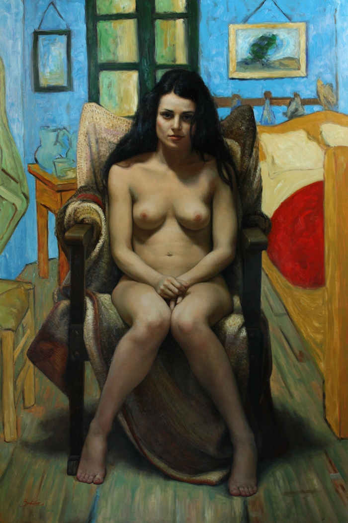Cesar Santos 1982 | cubano pintor figurativo estadounidense | Retrato Desnudo