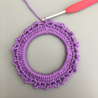 Crochet frame after completing round 2