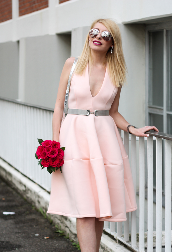 asos pink backless dress
