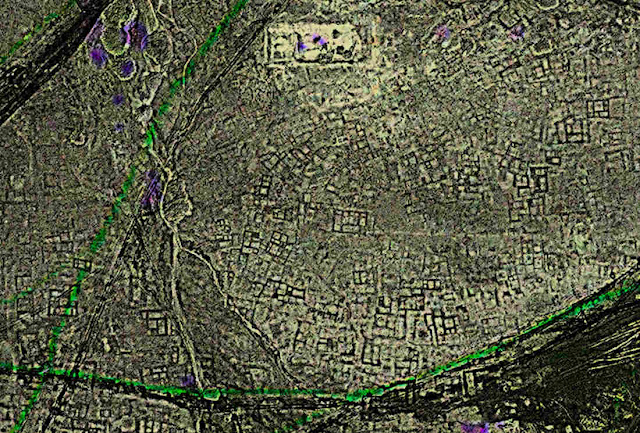 Imagen satelital de la zona arqueológica de Tanis, después del procesamiento en la plataforma. Sarah Parcak usa datos de satélite para encontrar la antigua ciudad egipcia. Créditos:Sarah Parcak