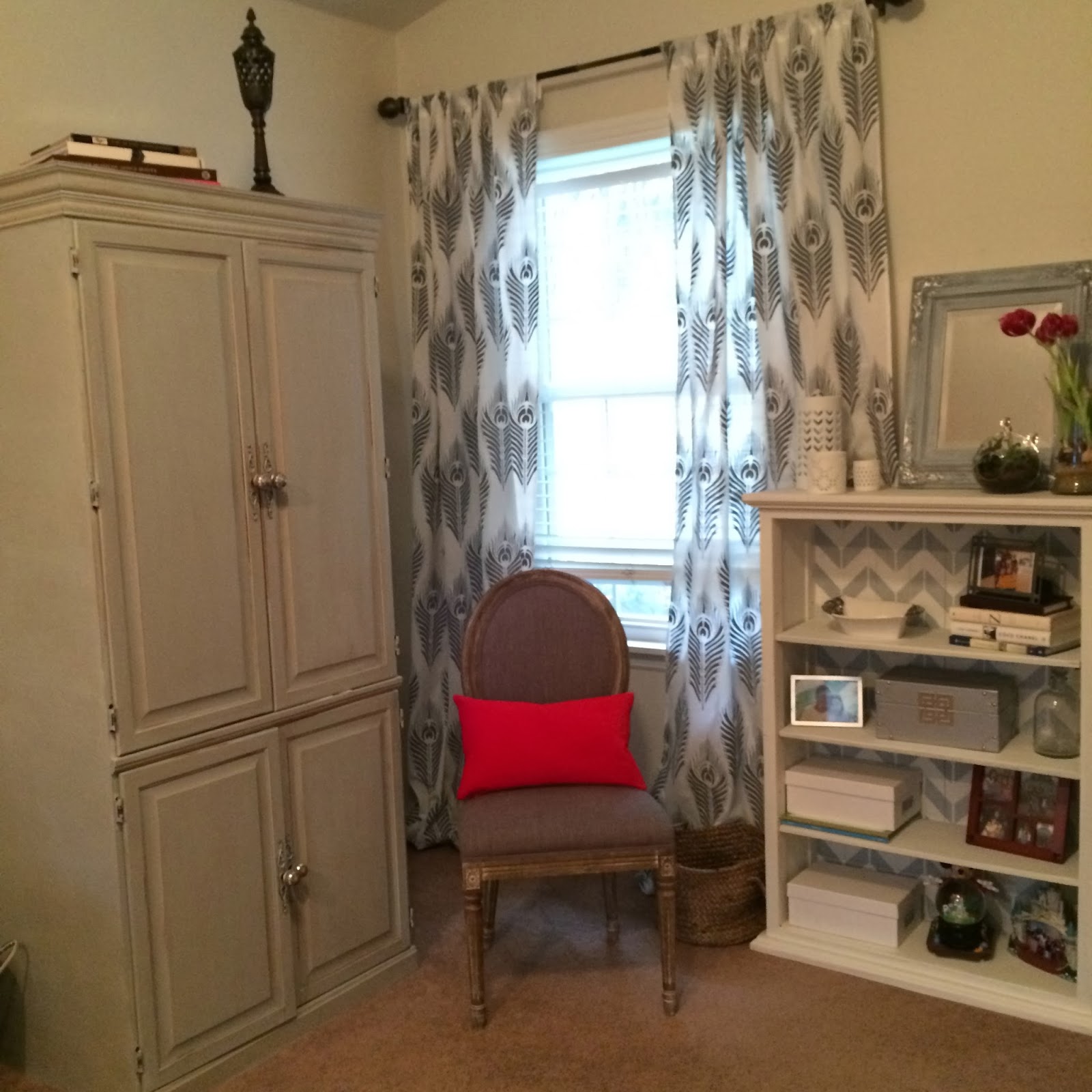 DIY Stencil Curtains Living Room Makeover