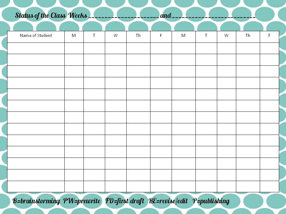 Classroom Freebies Too Writing Status of the Class Chart