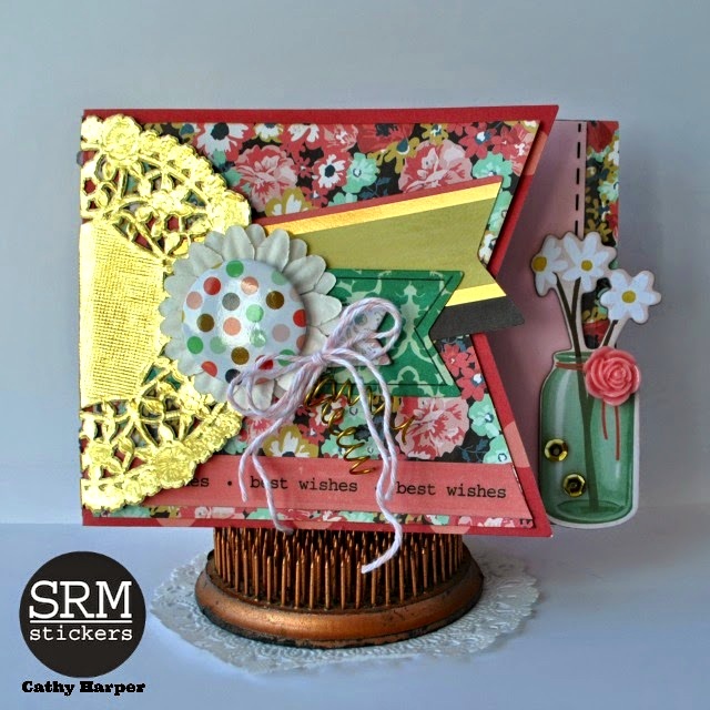 SRM Stickers Blog - The Gold Trend by Cathy H. - #card #gold #doilies #twine #stickers #srm