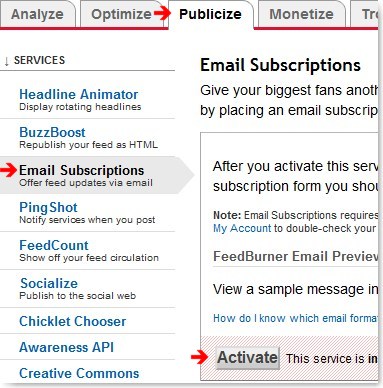 painel do feedburner