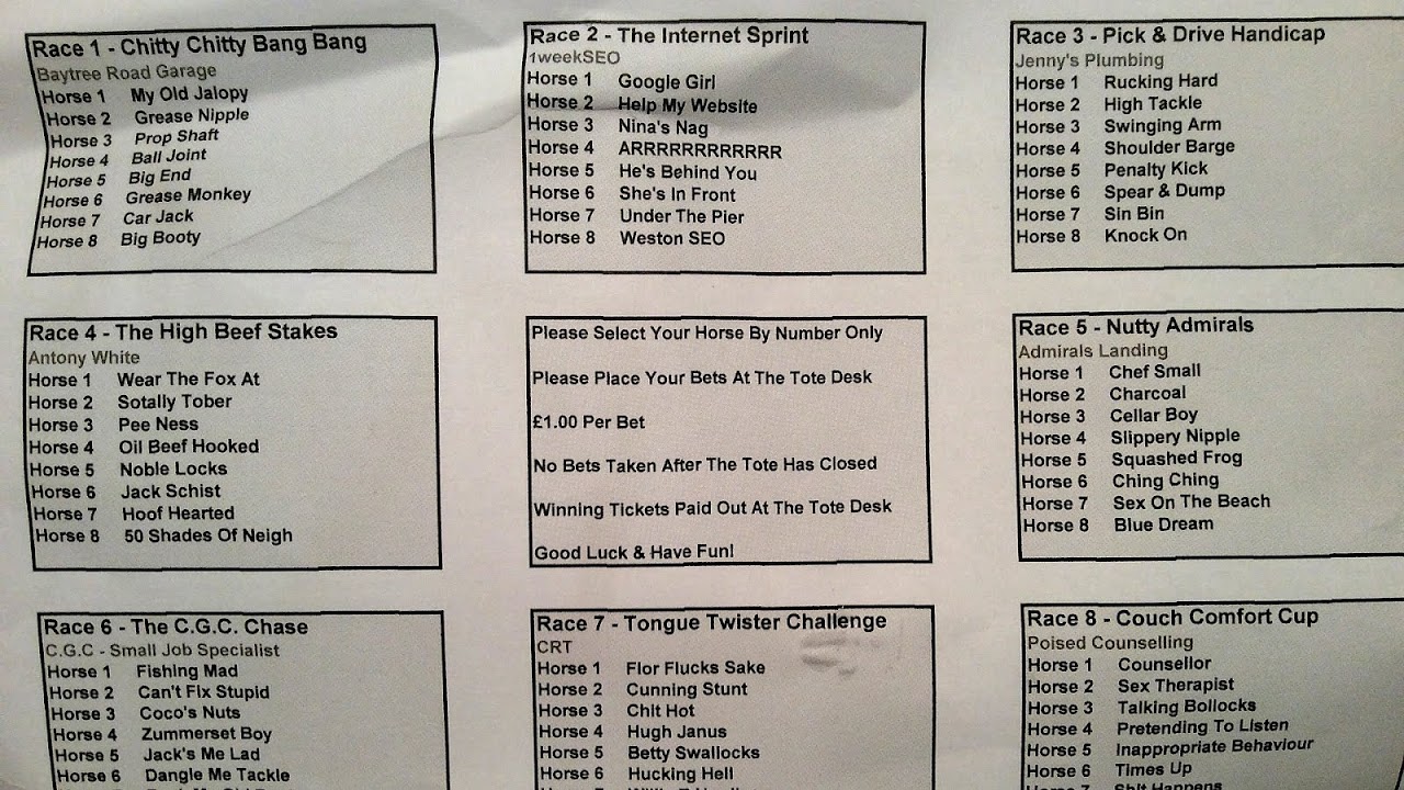 Horse Race Names Horse Choices