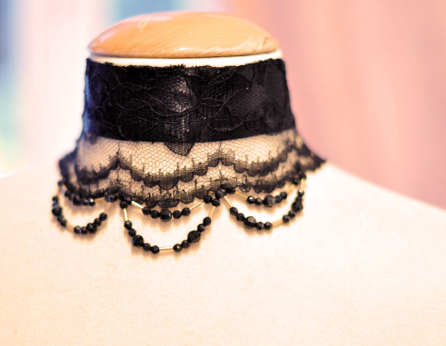 beaded lace and ribbon choker inspired by Downton Abbey