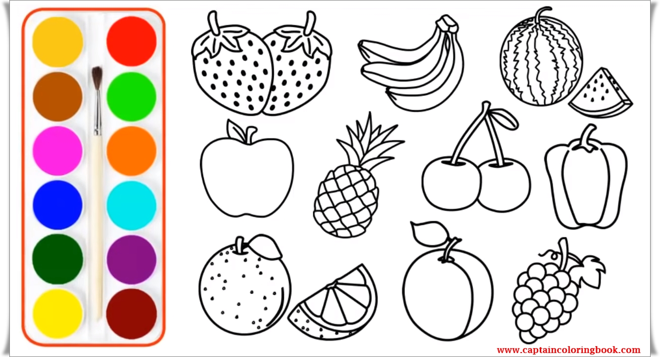 Fruits and Vegetables Line Art Set Free Clip Art