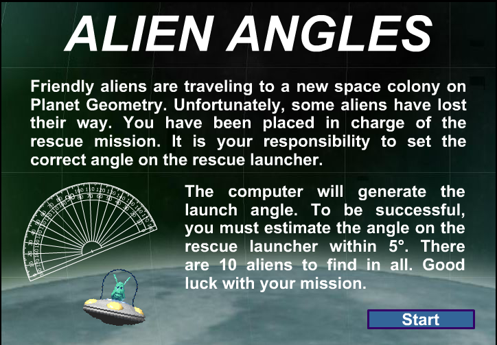 The Elementary Math Maniac Fun and Free Math Computer Games Alien Angles